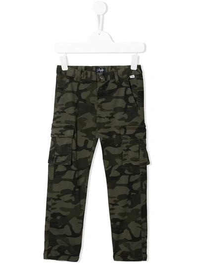 Il Gufo Kids' Stretch-cotton Cargo Trousers In Green