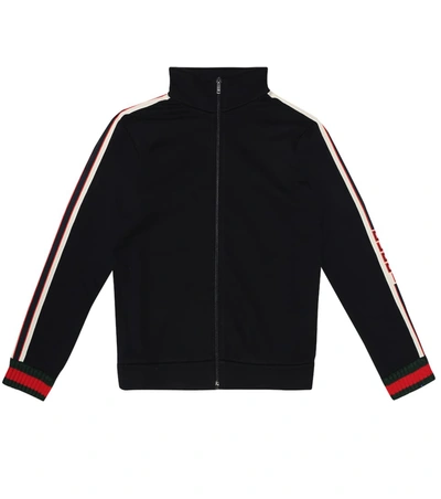 Gucci Kids' Logo-taped Cotton Track Jacket In Blue