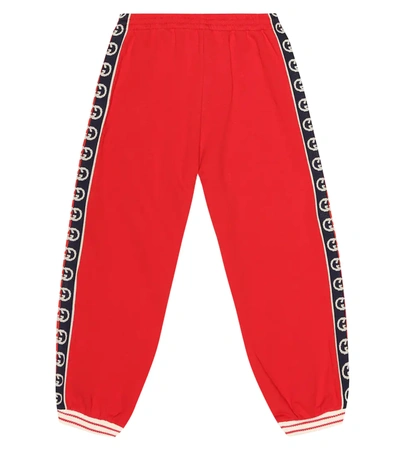 Gucci Kids' 棉质运动裤 In Red