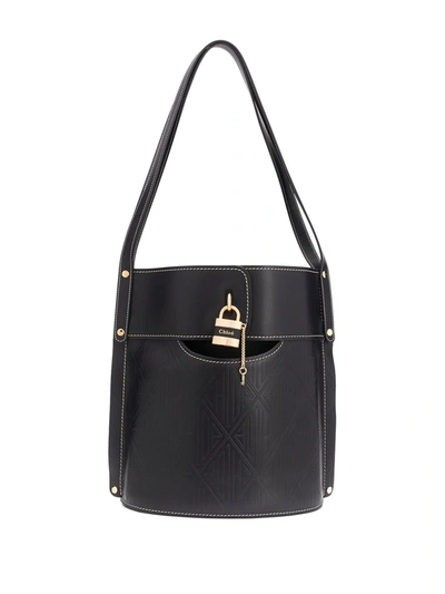Chloé Aby Large Leather Bucket Bag In Full Blue