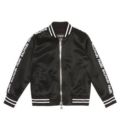 Balmain Kids' Jersey Bomber Jacket In Black