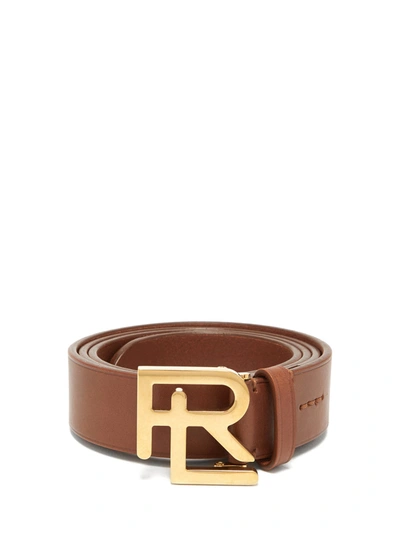 Polo Ralph Lauren Monogram-buckle Leather Belt In Tan