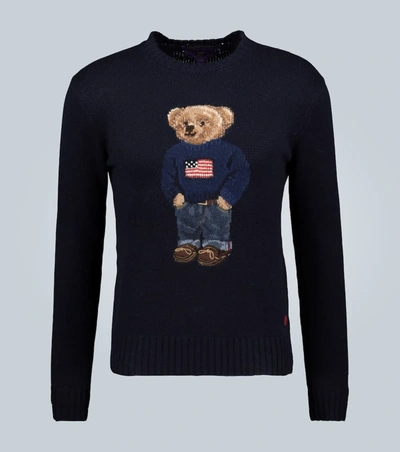 Ralph Lauren Polo Bear-intarsia Cashmere Sweater In Navy