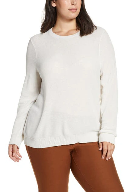 Eileen Fisher Plus Size Textured Crewneck Sweater In Bone
