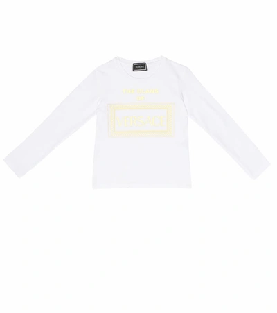 Versace Kids' Printed Stretch-cotton T-shirt In White