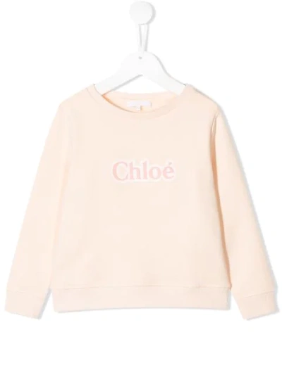 Chloé Kids' Logo Stretch-cotton Sweatshirt In Rosa Pallido