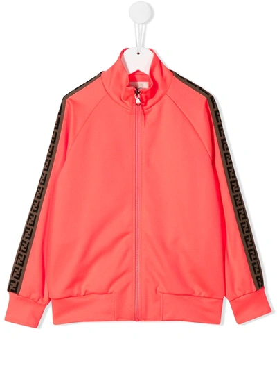 Fendi Kids' Stretch-jersey Track Jacket In Pink
