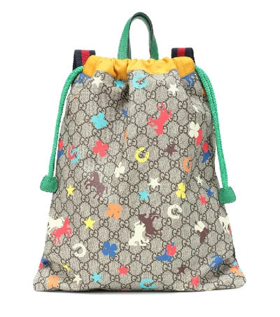 Gucci Kids' Gg Ranch Canvas Backpack In Multicoloured