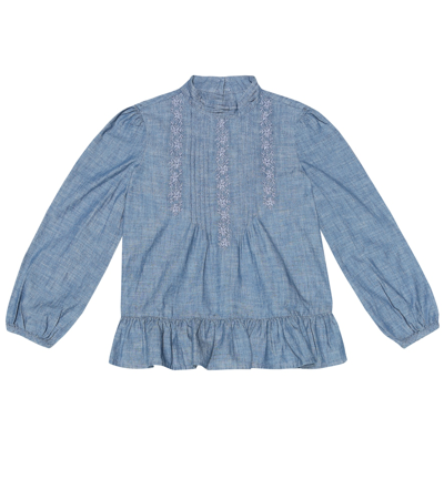 Polo Ralph Lauren Kids' Cotton Chambray Blouse In Blue