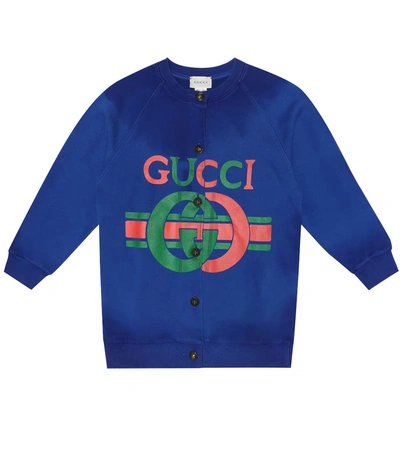Gucci Kids' Cotton Bomber Jacket In Blue