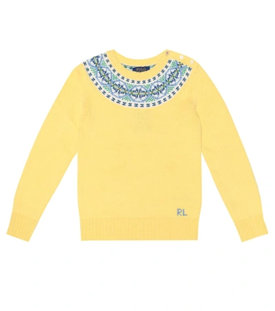 Polo Ralph Lauren Kids' Intarsia Cotton-blend Sweater In Yellow