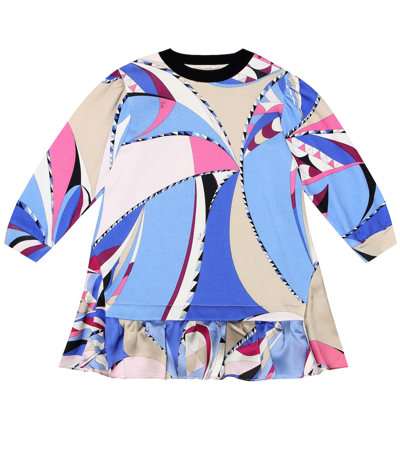 Emilio Pucci Kids' Sequined Printed Cotton Dress In Multicoloured