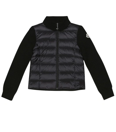 Moncler Kids' Quilted Down And Wool Jacket In Black