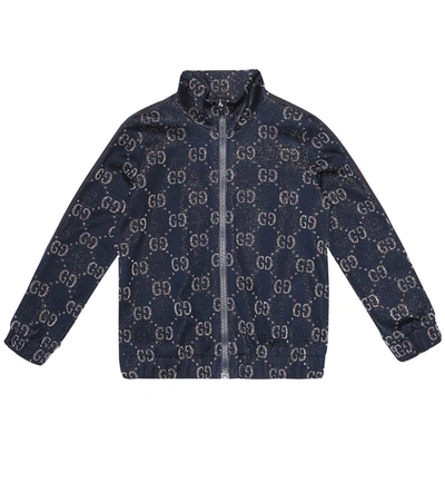 Gucci Kids' Gg Cotton-blend Track Jacket In Blue