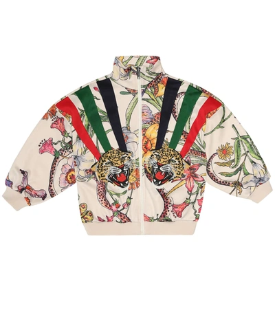Gucci Kids' Flora-print Jersey Track Jacket In Multicoloured