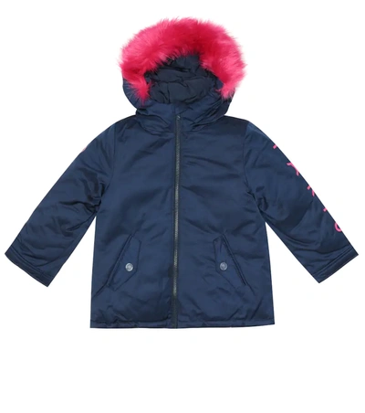 Kenzo Kids' Faux Fur-trimmed Jacket In Blue