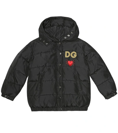 Dolce & Gabbana Kids' Embroidered Quilted Jacket In Black