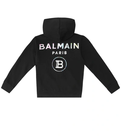 Balmain Kids' Cotton-jersey Hoodie In Black