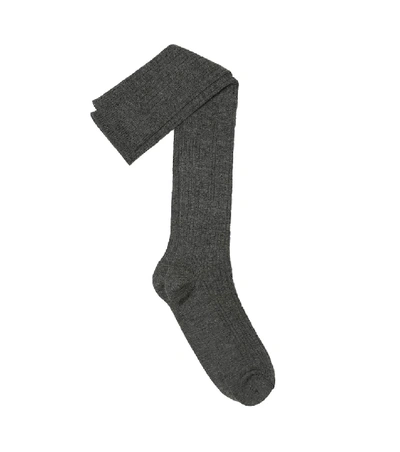 Brunello Cucinelli Kids' Ribbed Cashmere-blend Socks In Grey