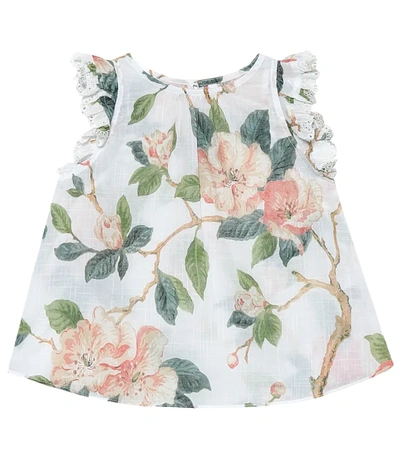 Zimmermann Kids' Kirra Floral Printed Cotton Tank Top In White