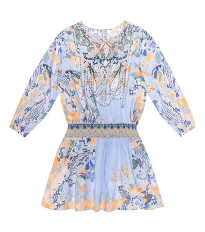 Camilla Kids' Embellished Printed Cotton Dress In Multicoloured