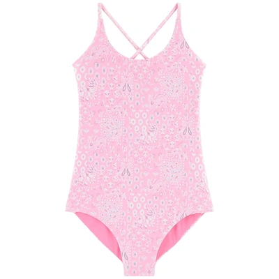Melissa Odabash Kids' Vicky Paisley Reversible Swimsuit Pink
