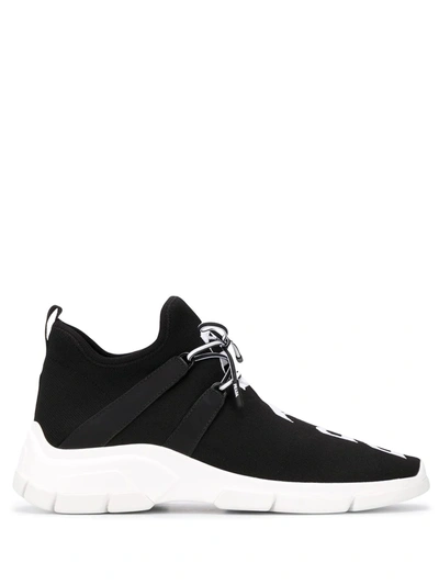 Prada Logo Sock Sneakers In Black | ModeSens