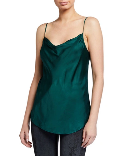 7 For All Mankind Cowl-neck Slip Tank In Green