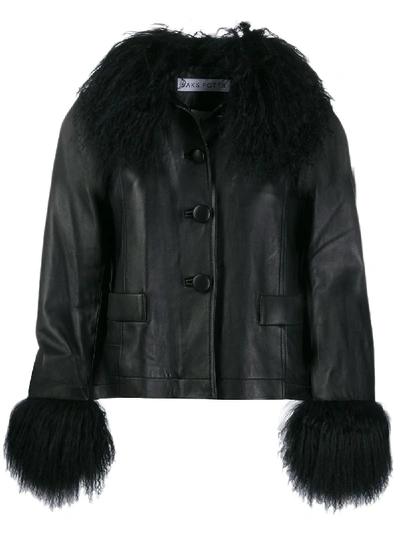 Saks Potts Dorthe Lamb Leather Shearling-collar & Cuff Jacket, Black ...
