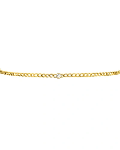 Zoe Lev Jewelry 14k Cuban-link Diamond Bezel Necklace In Gold