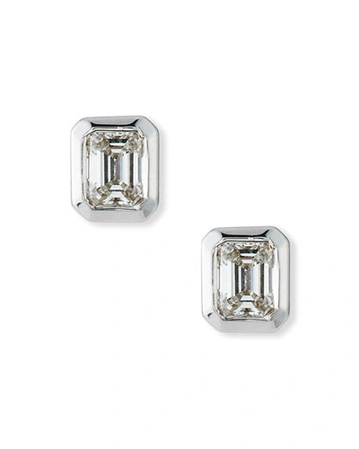 Roberto Coin 18k White Gold Emerald-cut Diamond Stud Earrings