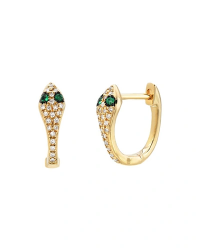 Zoe Lev Jewelry 14k Diamond Snake Huggie Earrings In Gold