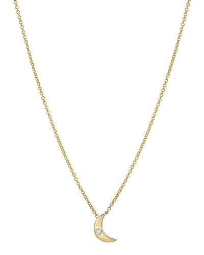 Zoe Lev Jewelry 14k Gold 1-diamond Moon Necklace