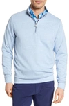 Peter Millar Men's Quarter-zip Cotton-blend Sweater In Cottage Blue