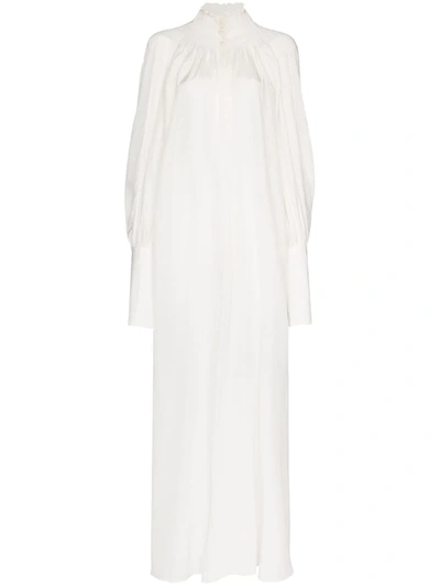 Masterpeace High Neck Gathered Maxi Dress In White