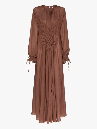 Masterpeace Gesmocktes Maxikleid In Brown