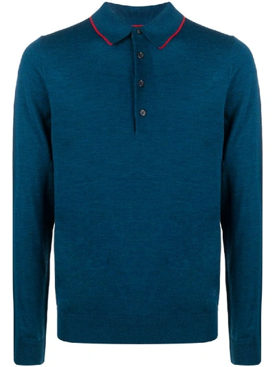 Ps By Paul Smith Teal Wool Polo Shirt In Blue