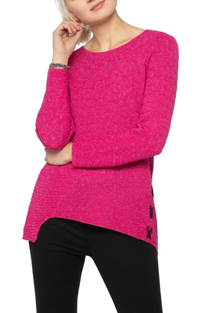 Nic And Zoe Nic+zoe Petites Ribbed Lace-up Sweater In Pure Pink
