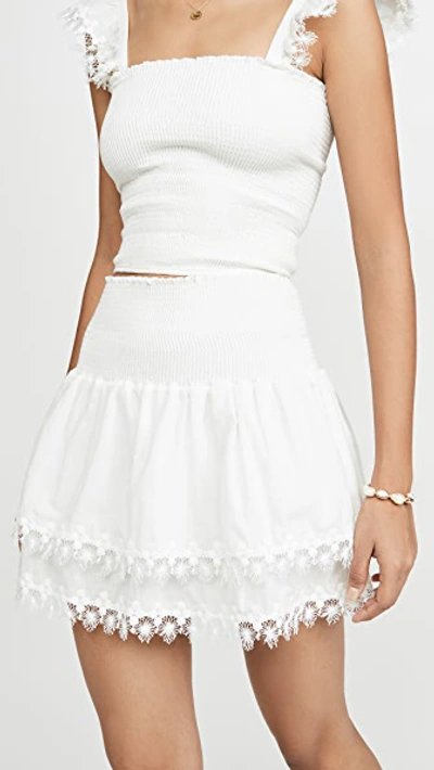 Peixoto Belle Smocked Mini Skirt Swim Cover-up In White