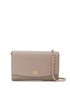 Tory Burch Foldover Logo Crossbody Bag In Grey