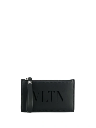 Valentino Garavani Vltn Zipped Wallet In Black