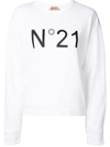 N°21 Logo Print Long-sleeve Sweatshirt In White/black