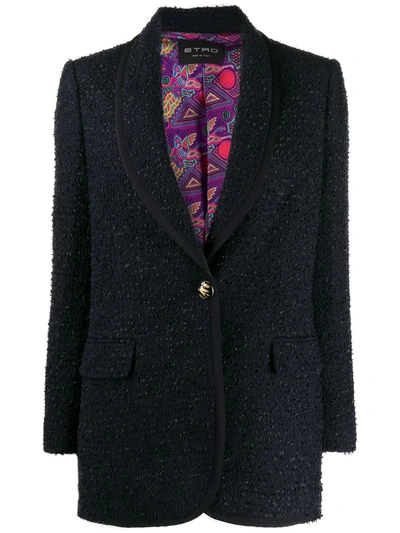 Etro Cotton-blend Bouclé-tweed Blazer In Blue