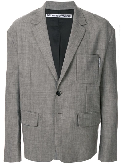 Alexander Wang Tailored Twill Blazer In Grey