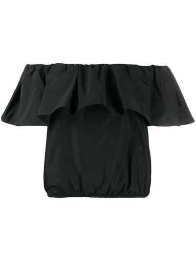 Pinko Benson Off-the-shoulder Taffeta Top In Black