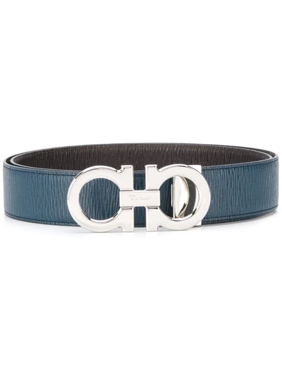 Ferragamo Gancini Buckle Belt In Blue