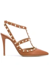 Valentino Garavani Rockstud 100mm Pumps In Brown