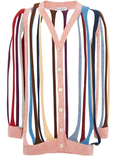 Jw Anderson Tubular Knitted Cardigan In Pink