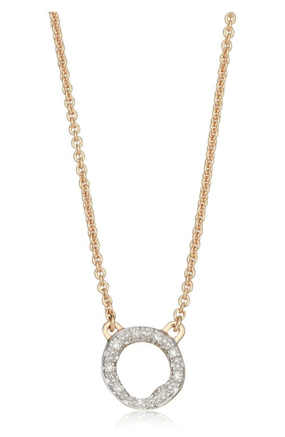 Monica Vinader Diamond And 18k Yellow Gold Vermeil Riva Mini Circle Necklace In Neutral