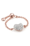Monica Vinader Diamond And 18k Rose Gold Vermeil Nura Mini Heart Adjustable Ring In Rose Gold/ Diamond